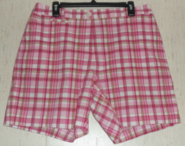 NEW WOMENS JONES NEW YORK SIGNATURE STRETCH PINK PLAID SHORTS  SIZE 12 - £19.48 GBP