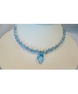 Elegant Light Blue Swarovski Crystals with Silver Beads Necklace Handcra... - $33.94 CAD