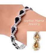 Evening Bracelet Crystal Tear Drop pear shape prom party bridal golden b... - £12.40 GBP