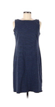 Talbots Size M Textured Stretch Knit Sheath Dress Navy &amp; Blue Stripe Rou... - £20.29 GBP