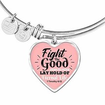 Express Your Love Gifts Fight The Good Fight Stainless Steel or 18k Gold Heart B - £27.65 GBP