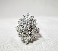 Vintage 14K Diamond Cluster Ladies Cocktail Ring Size 6 K105 - £627.68 GBP