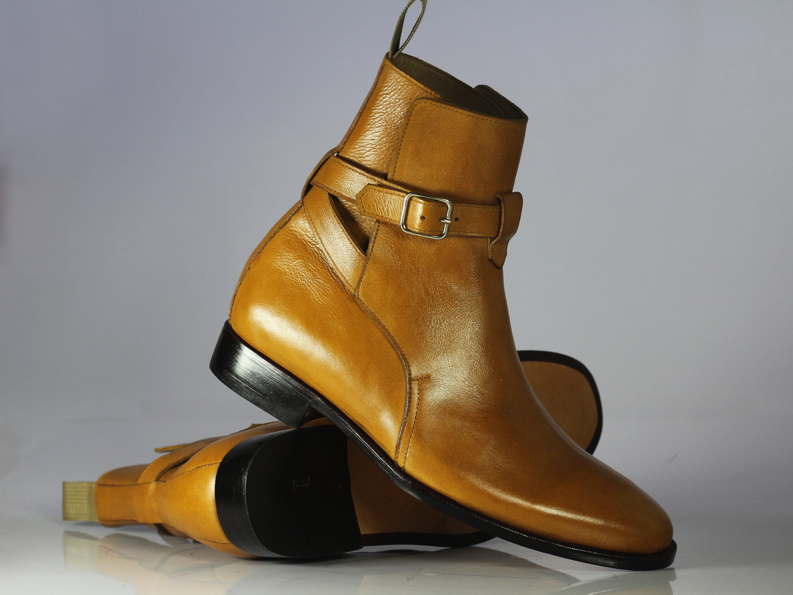 Primary image for Handmade Men's Ankle High Tan Leather Boots, Men Designer Jodhpurs Boots