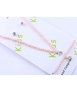 Kids Childs Pink Pearl clear crystal 3 piece Necklace Set Wedding Flower... - $17.55 CAD