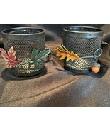 Fall Leaf &amp; Acorn Metal Tealight Candle Holders Set of 2 Autumn Decor - $17.27 CAD