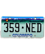 Colorado License Plate 359-NED – Purple Mountain Design - $15.00