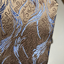 Stafford Mens Necktie Taupe Brown Baby Blue Angelic Feather Satin Blend Neck Tie - £8.63 GBP