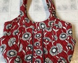 Vera Bradley Deco Daisy Red White Flowers Purse Shoulder Bag Side Pockets - $27.76