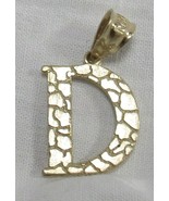 10k Yellow Gold Nugget Letter 7/8&quot;  &quot; D &quot; Pendant 3mm Bail 1g Vintage N ... - $1,128.81 MXN