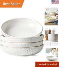 Pasta Bowls 42oz, Large Salad Bowl, Ceramic Embossment Stoneware Serving... - $97.33