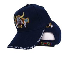 Trade Winds Bull Skull Buffalo Indian Native Pride Blue Embroidered Ball Cap Hat - £6.24 GBP