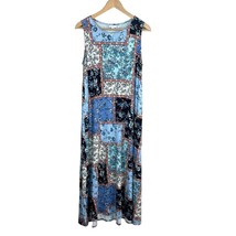 J Jill Maxi Dress Medium Multicolor Patchwork Floral Knit Sleeveless Pockets M - £31.43 GBP
