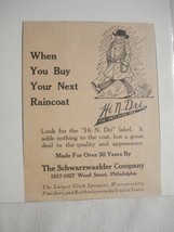 1924 Ad The Schwarzwaelder Raincoat Company, Phil. With Hi N. Dri - $7.99