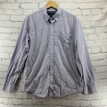 Banana Republic Shirt Mens Sz M Pale Lavender Printed Button-Up Standard Fit - £9.34 GBP