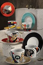 LaModaHome Art Collection Free Time Coffee Set Espresso Coffee Cups with Saucers - £65.66 GBP