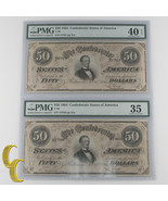 Lot of 2 Sequential 1864 Confederate Graded by PMG as Ch VF-35 &amp; XF-40 EPQ - $755.95 CAD