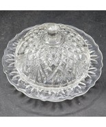 Vintage Indiana Diamond Cut Clear Glass Covered Butter Cheese Dish - 7&quot; ... - £15.07 GBP