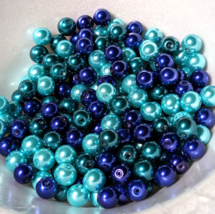 Large Bead Lot 8 mm Turquoise Purple Pearls Bubblegum Round Bead Variety... - $7.50
