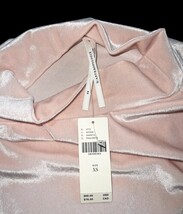 Anthropologie Women’s Pink Rose Velvet Mock Neck Top XS NWT $68 Short Sleeve image 3