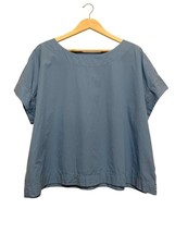 Cut Loose Organic Cotton Poplin Top Women Size XL Blue Relaxed Short Sleeve - £19.83 GBP