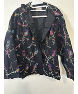 Vintage Life Style Plus Black Multicolored Embroidered Floral Jacket Siz... - $29.99