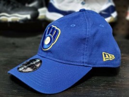 New Era 4940 Milwaukee Brewers Retro Logo Blue Fitted Baseball Hat Men S... - £18.79 GBP