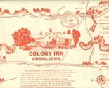 The Colony Inn Paper Placemat Amana Iowa  - £9.46 GBP