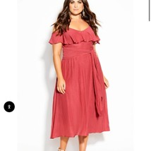 NWT City Chic Romantic Tie Midi Dress - raspberry pink Size 20 - £52.22 GBP