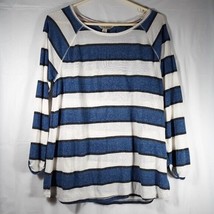 Lucky Brand Striped Blue and White Top Size L - £16.84 GBP