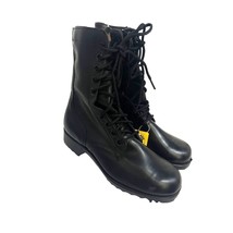 Mens Black Leather Lace Up Combat Jump Biker Boots US 6W Non Slip Unisex New - £71.21 GBP