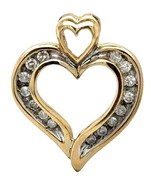 10K Yellow Gold  Double Heart Pendant Natural Diamonds 0.25CTW 1.5g - $541.24 CAD