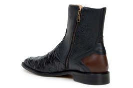 Belvedere Lima Genuine Pirarucu Skin Pebble Grain Calf Chukka Boot Black image 4