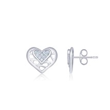 1.50Ct Round Lab-Created Diamond Women Heart Stud Earrings 14k White Gold Plated - £103.11 GBP