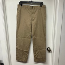 Lands End Boys Khaki Chino Pants Size 18H Husky Adjustable Waist Cotton Blend - £17.85 GBP