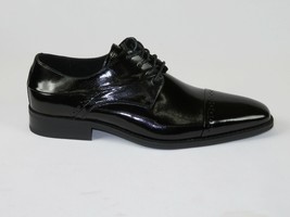 Men Leather Dress Shoes Giovanni Oxford Lace Cap Toe European Hudson Black - £78.62 GBP