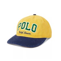 Polo Ralph Lauren Logo Ball Cap 6 Panel Twill Adjustable Strap Hat Gold Bugle - £39.88 GBP