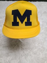 Vintage University Michigan Mesh Block BIG M Trucker Hat Snapback Yellow... - $19.42