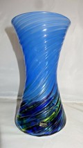 Glass Eye Studio Art Glass Blue Island Twist Hour glass Vase - £69.69 GBP