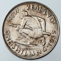 1935 New Zealand Silver Shilling KM #3 XF Condition - $72.13