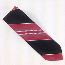 Ketch Maroon and Black Striped Skinny Polyester Men&#39;s Tie 55&quot;x 3&quot; Used - £6.14 GBP