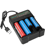 18650 Battery Charger 4-Bay 5V 2A for Rechargeable Batteries 3.7V Li-Ion... - £11.91 GBP