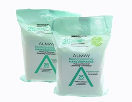 Almay Clear Complexion Biodegradable Makeup Remover Towelettes 25 Each/2pk - £10.05 GBP