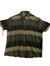 Mens American Rag Striped Shirt Short Sleeve Button Soft Cotton  Xl Gray... - £13.32 GBP