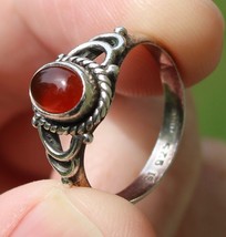 size 6.5 STERLING SILVER &amp; CABOCHON ladies ring USA .925 SIGNED ESTATE S... - $44.99