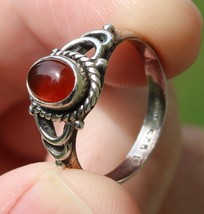 size 6.5 STERLING SILVER &amp; CABOCHON ladies ring USA .925 SIGNED ESTATE S... - £35.39 GBP