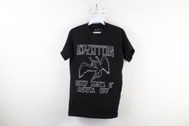 Retro Mens Small Faded 1977 Tour Led Zeppelin Band Short Sleeve T-Shirt Black - $39.55