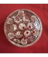 Vtg Flower Frog 13 Holes Clear Footed Glass 5” Across - $16.12 CAD