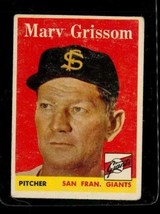 Vintage Baseball Trading Card Topps 1958 #399 Marv Grissom San Francisco Giants - $10.67