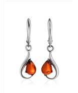 Silver earring real Amber, Sterling silver 925, Stamped, Rhodium plating... - $452.30 MXN
