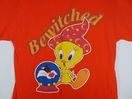 Vtg Looney Tunes Tweety Bird Bewitched Halloween T-Shirt Tee Orange L 2000 - £15.93 GBP